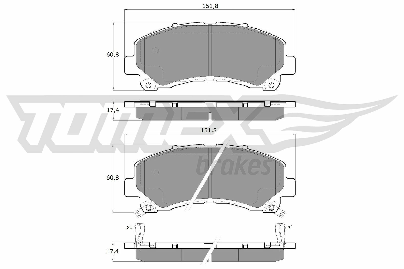 Sada brzdových destiček, kotoučová brzda TOMEX Brakes